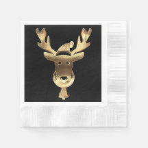 Modern Black and Guld Reindeer Santa Hat-jul