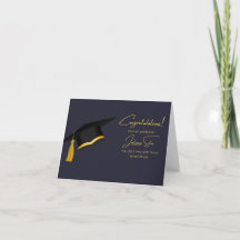 Modern Black and Guld Studenten Card med sockel