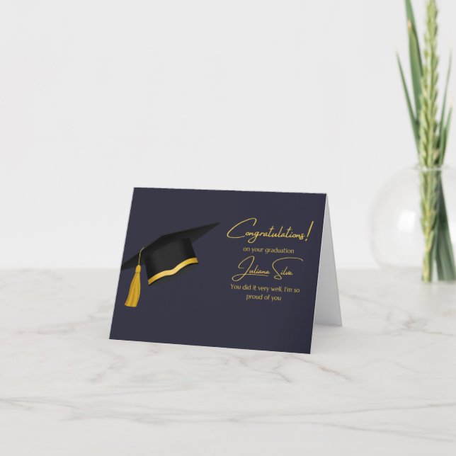 Modern Black and Guld Studenten Card med sockel Kort (Framsida)