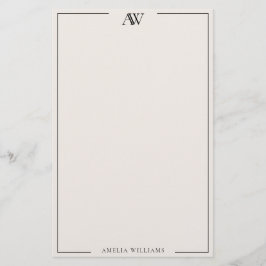 Modern Black and Ivory Minimalist Elegant Monogram Brevpapper