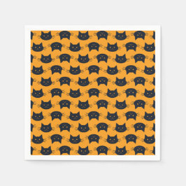 Modern Black and Orange Halloween Cats Pappersservett