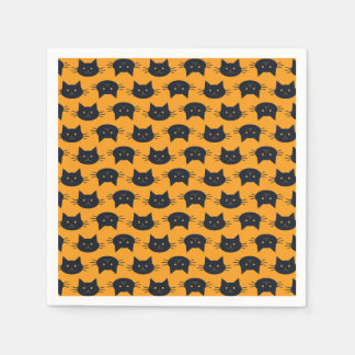 Modern Black and Orange Halloween Cats Pappersservett