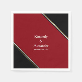 Modern Black and Red Bröllop Pappersservett