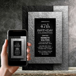 Modern Black and Silver Any Age Birthday Party Inbjudningar