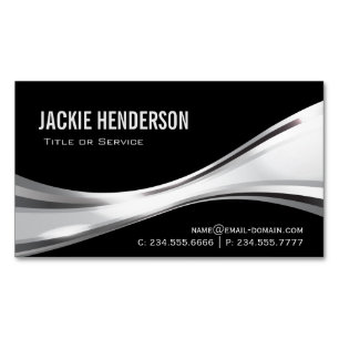 Modern Black and Silver Professionell Snyggt Magnetiska Visitkort