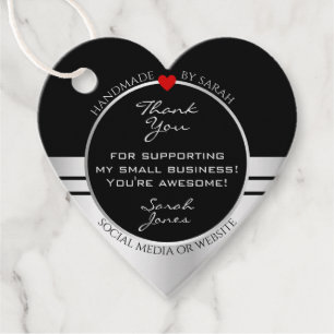 Modern Black and Silver Small Business Tack Gåvor Etiketter