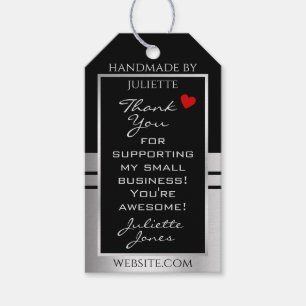 Modern Black and Silver Small Business Tack Presentetikett