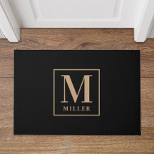 Modern Black and Tan Family Namn Monogram