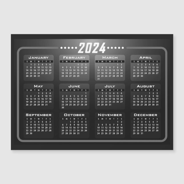 Modern Black and White 2024 Calendar Magnet (Framsida)