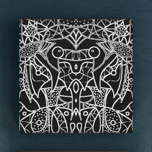 Modern Black And White Abstract Tribal Chalk Lines Canvastryck