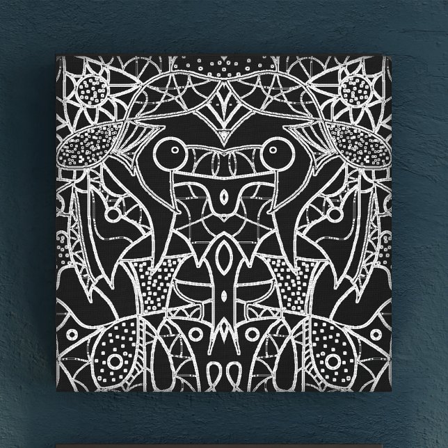 Modern Black And White Abstract Tribal Chalk Lines Canvastryck (Skapare uppladdad)