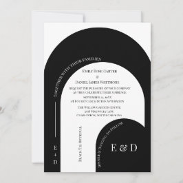 Modern Black and White Arched Wedding Inbjudningar