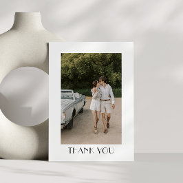 Modern Black and White Art Deco Photo Bröllop Tack Kort