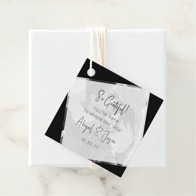 Modern Black and White Avslappnad Bröllop Gåvor Etiketter (På plats)