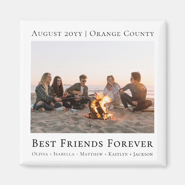 Modern Black and White Best Friends Forever Photo Magnet (Framsidan)