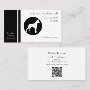 Modern Black and White Boxer Silhouette Visitkort