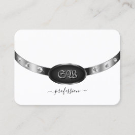 Modern Black and White Bright Silver med Monogram Visitkort