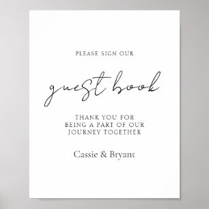 Modern Black and White Bröllop Guest Bok-signal Poster