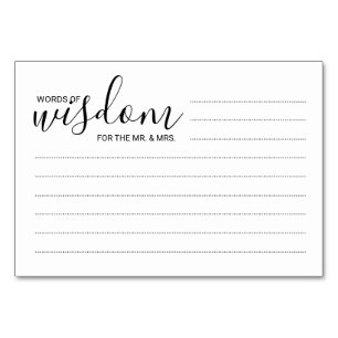 Modern Black and White Bröllop Ord of Wisdom Bordsnummer