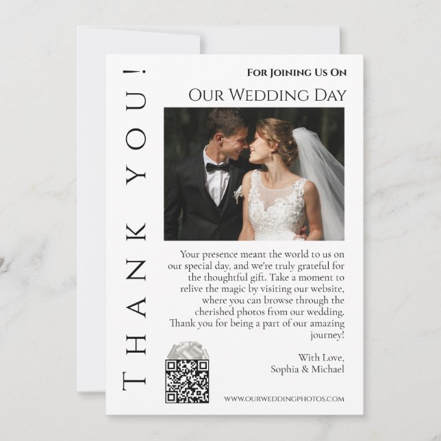 Modern Black and White-Bröllop Photo-Tack- Inbjudningar (Framsida)