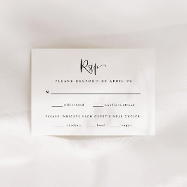 Modern Black and White Bröllop | Val av måltid OSA Kort