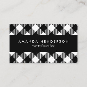 Modern Black and White Check Gingham Mönster Busin Visitkort