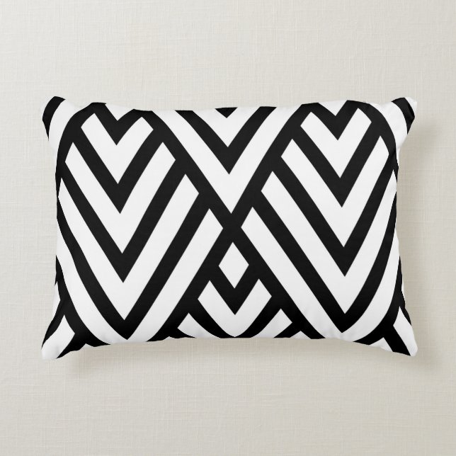 Modern Black and White Chervon Prydnadskudde (Framsidan)