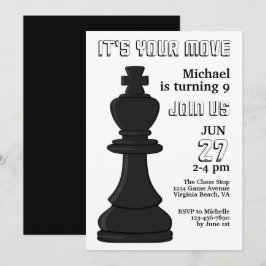 Modern Black and White Chess Biet Kung-födelsedag Inbjudningar