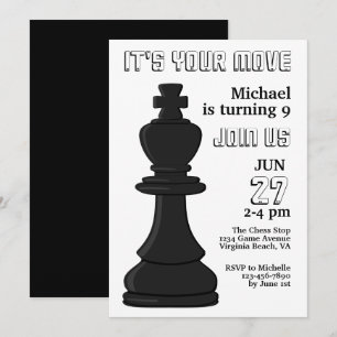 Modern Black and White Chess Biet Kung-födelsedag Inbjudningar