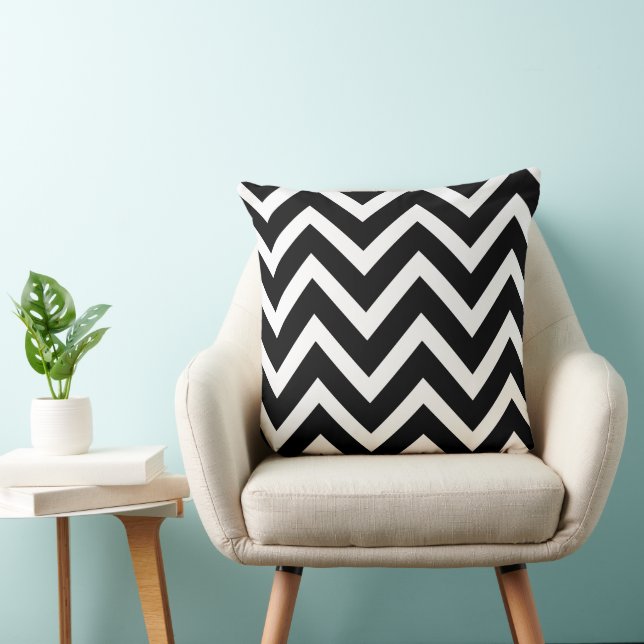 Modern Black and White Chevron Rand Kudde (Stol)