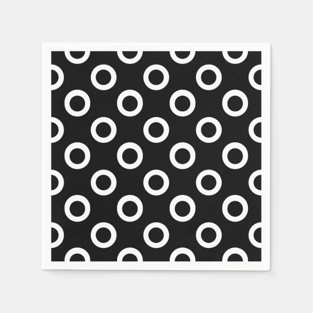 Modern Black and White Circles Cocktail Napkins Pappersservett (Framsidan)