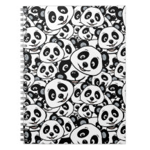 Modern Black and White Cute Panda Bear Pattern