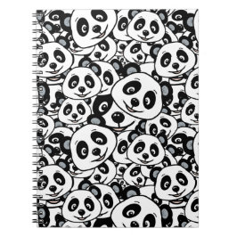 Modern Black and White Cute Panda Bear Pattern Anteckningsbok