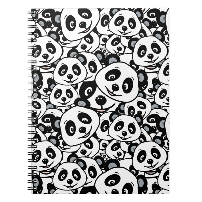 Modern Black and White Cute Panda Bear Pattern Anteckningsbok (Framsidan)