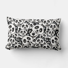 Modern Black and White Cute Panda Bear Pattern Lumbarkudde