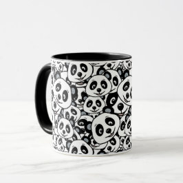 Modern Black and White Cute Panda Bear Pattern Mugg
