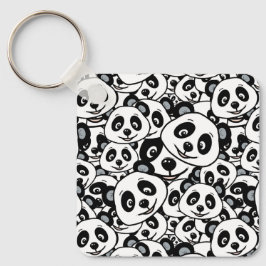 Modern Black and White Cute Panda Bear Pattern Nyckelring