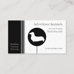 Modern Black and White Dachshund Silhouette Visitkort