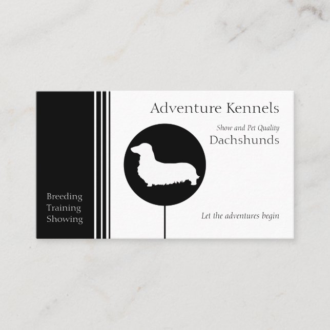 Modern Black and White Dachshund Silhouette Visitkort (Framsida)
