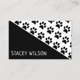Modern Black and White Dog Walker eller Pet Groome Visitkort