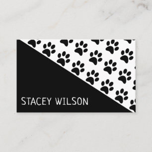 Modern Black and White Dog Walker eller Pet Groome Visitkort