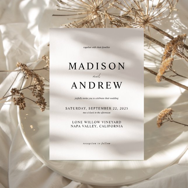 Modern Black and White Elegant bröllop Inbjudningar (Modern Black and White Elegant Wedding )