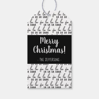 Modern Black and White Fa La La Julwrapp Presentetikett