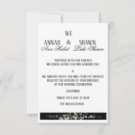 Modern Black and White Floral Wedding Invitation Inbjudningar