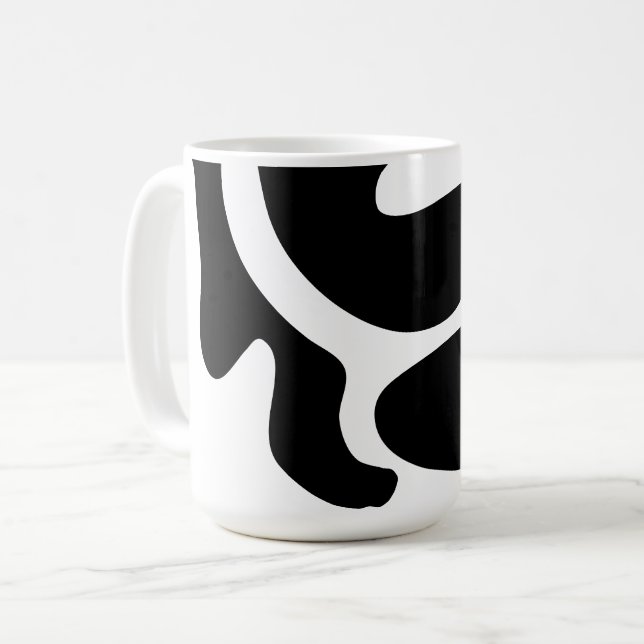 Modern Black and White Freeform Mönster Kaffemugg (Framsida vänster)