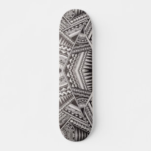 Modern Black and White Geometric Tribal Mönster Mini Skateboard Bräda 18,5 Cm