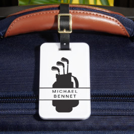 Modern Black And White Golf Sport Bagagebricka