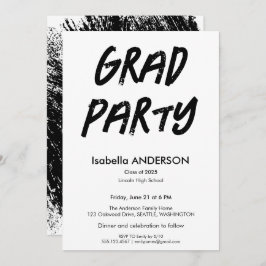 Modern Black and White Graduation Party Inbjudningar