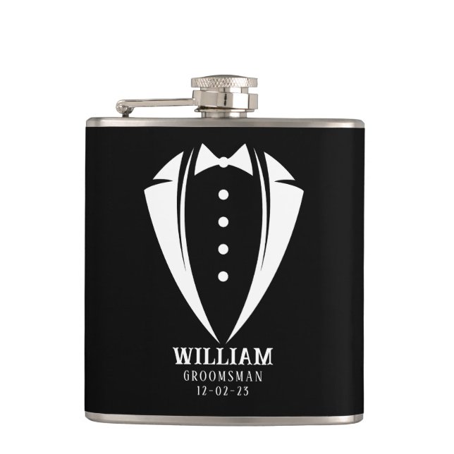 Modern Black and White Groomsman Gift Fickplunta (Framsidan)