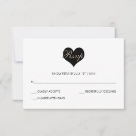 Modern Black and White Heart-OSA kort